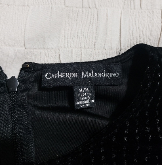 Catherine Malandrino Womens Long Open Sleeve Velvet Dress Black/Silver Size M - Picture 6 of 11